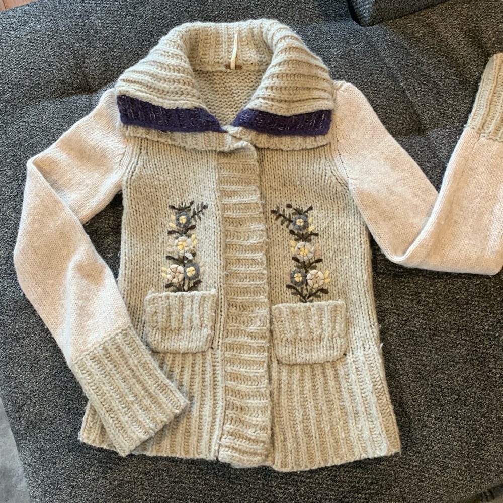 Free People RARE wool knit sweater cardigan